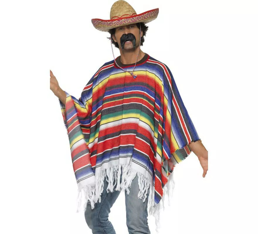 Translation missing: de.Poncho Mexicano multicolor deluxe para adulto