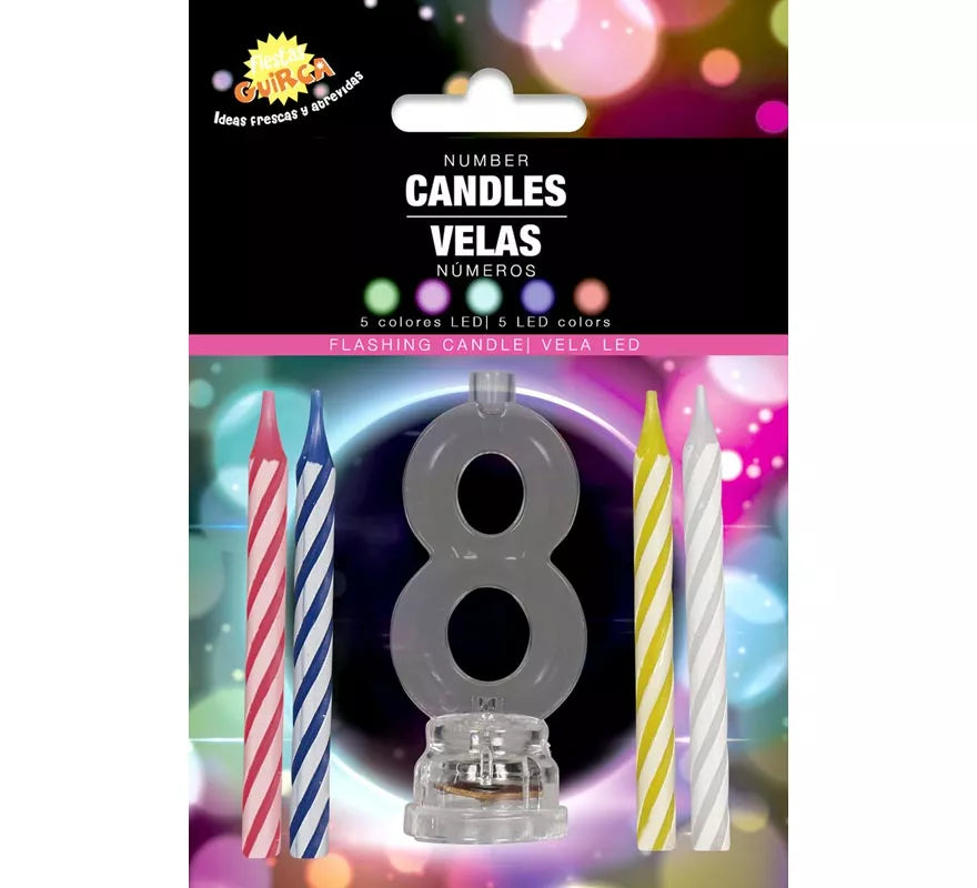 Translation missing: de.Portavela Led Nº 8 con 4 Velas, de 13 cm