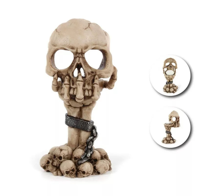 Translation missing: de.Portavelas de Calavera de resina de 9,5x15,5x7,5 cm