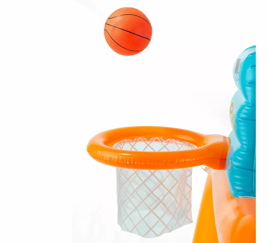Portería y Canasta Hinchable 2 en 1 con Pelotas