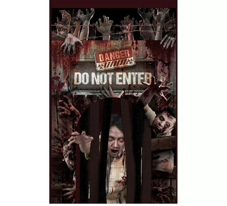 Translation missing: de."Puerta con Cortina Zombies ""Danger"" de 145x240 cm"
