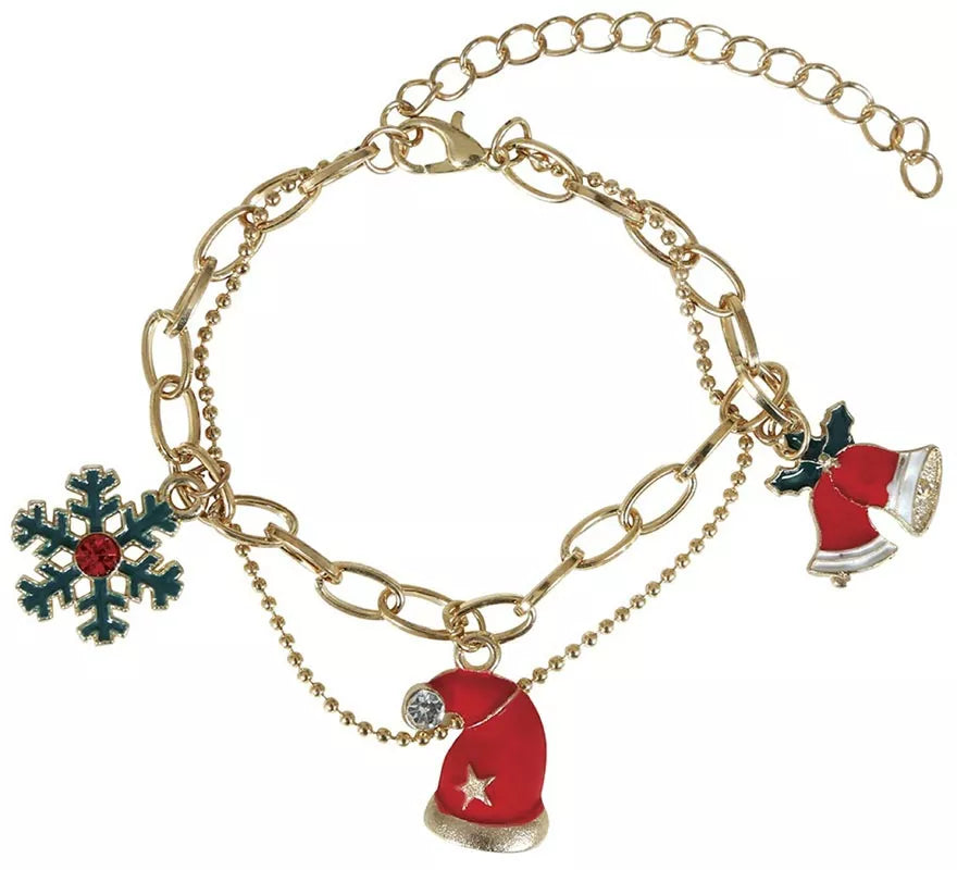 Pulsera Campana, Gorro y Copo de Navidad