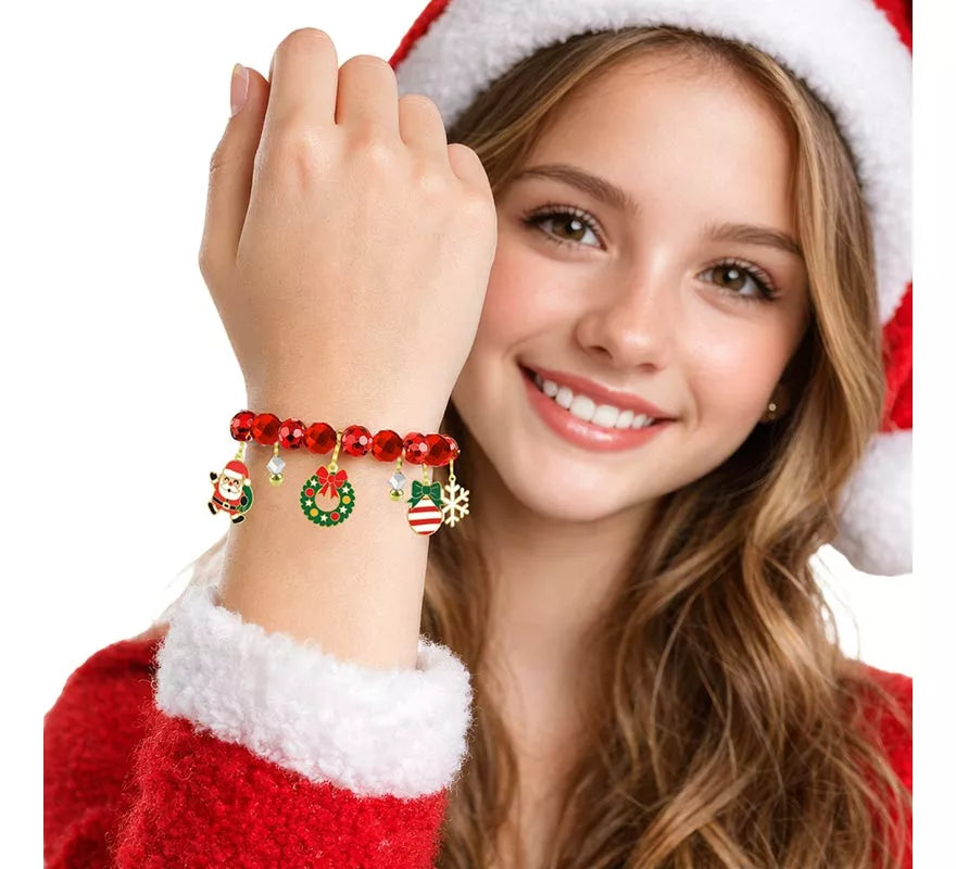 Translation missing: de.Pulsera roja con Colgantes de Reno y Árbol de Navidad