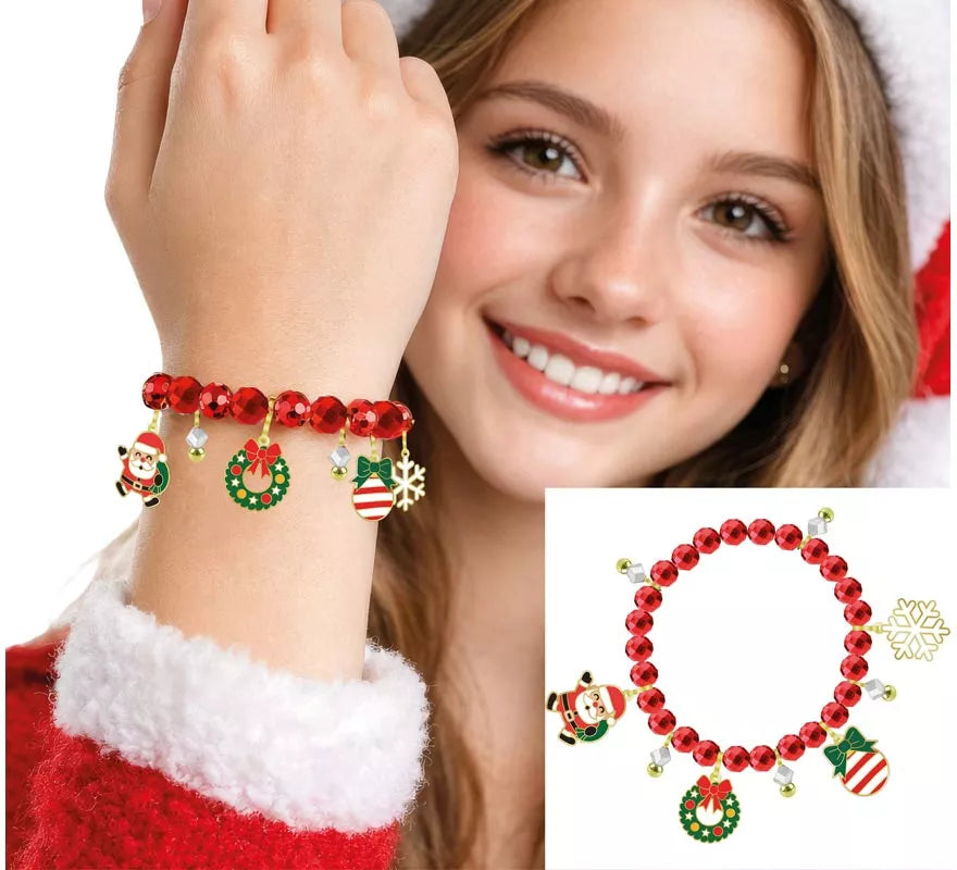 Translation missing: de.Pulsera roja con Colgantes de Reno y Árbol de Navidad
