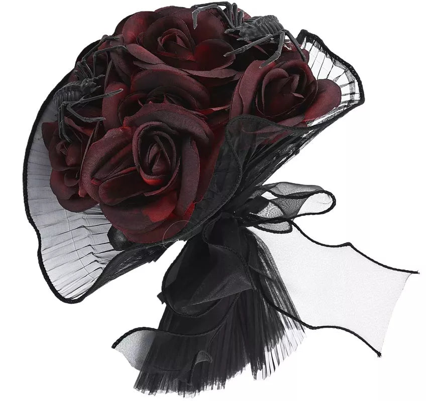 Ramo Rosas burdeos con Arañas