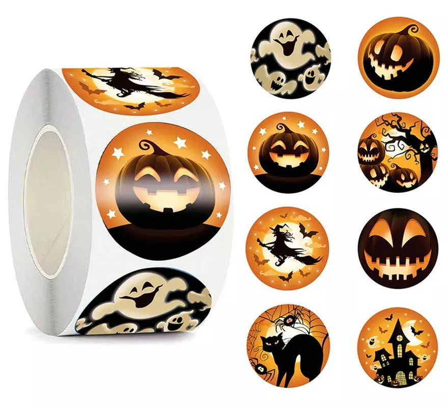 Translation missing: de.Rollo de 200 Pegatinas Halloween anaranjadas