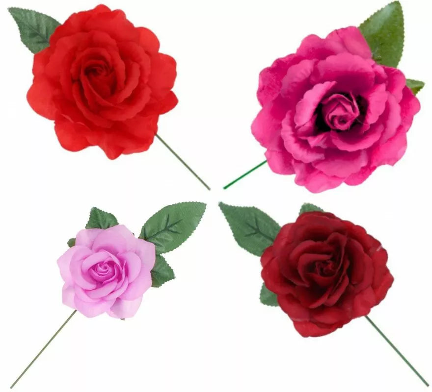 Translation missing: de.Rosa de Sevillana o Chulapa con varilla de 13 cm en varios colores