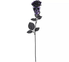 Schwarze Rose mit lila Totenkopf