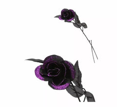 Schwarze Rose mit Glitzer 40 cm 2 farblich sortiert