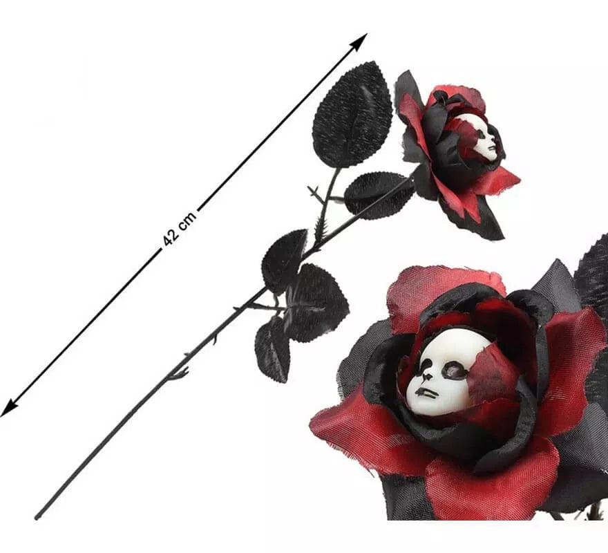 Translation missing: de.Rosa Roja y Negra de 42 cm con Cara Fantasma