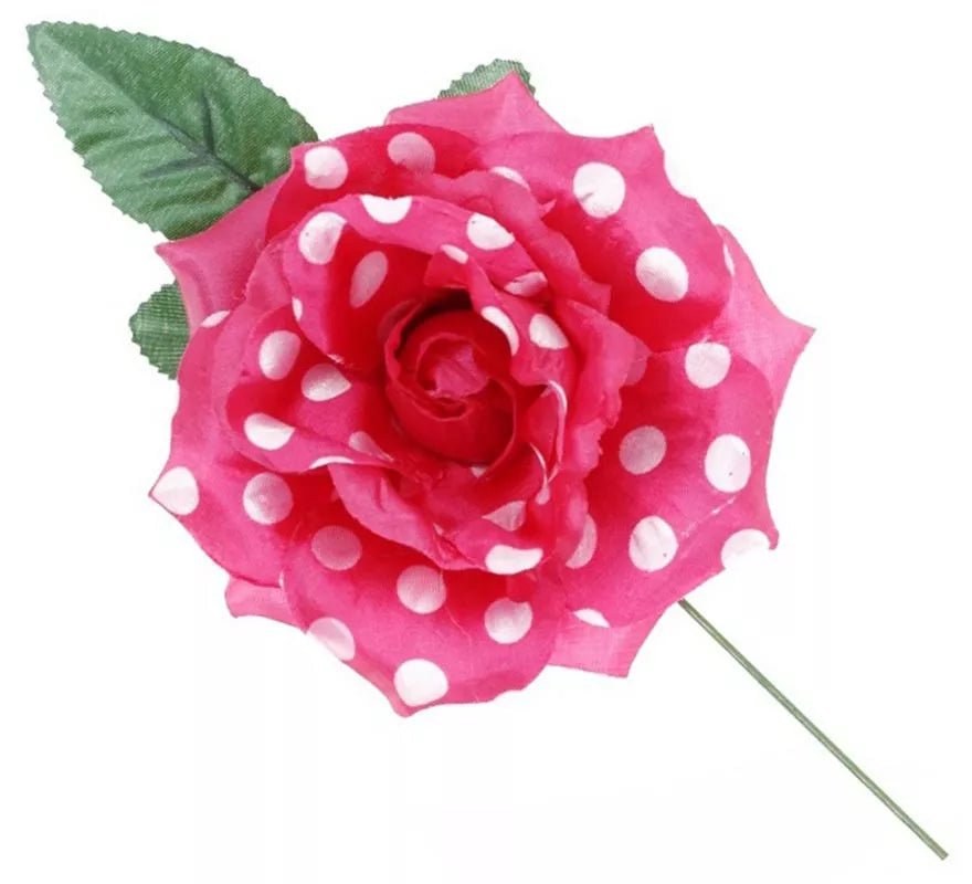 Translation missing: de.Rosa Sevillana con Lunares Blancos y Varilla 15 cm en varios colores