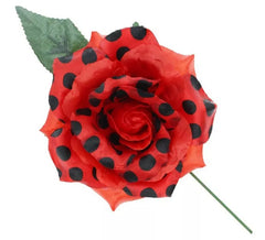 Sevillana-Rose mit schwarzen Punkten & Stiel 15 cm, bunt