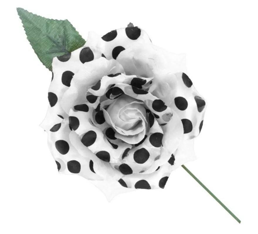 Translation missing: de.Rosa Sevillana con Lunares Negros y Varilla 15 cm en varios colores