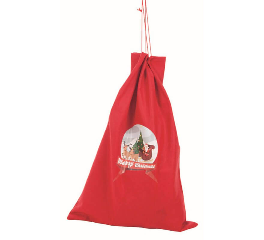 Translation missing: de.Saco de Papa Noel rojo con adorno de Santa Claus de 70x50 cm