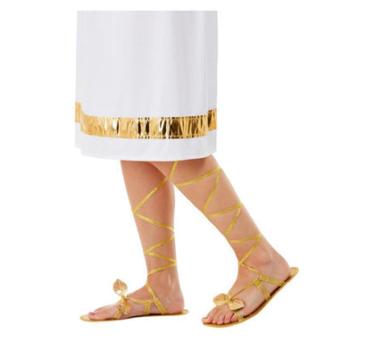 Sandalias Griegas con Cordones y Detalle de Hoja Dorada