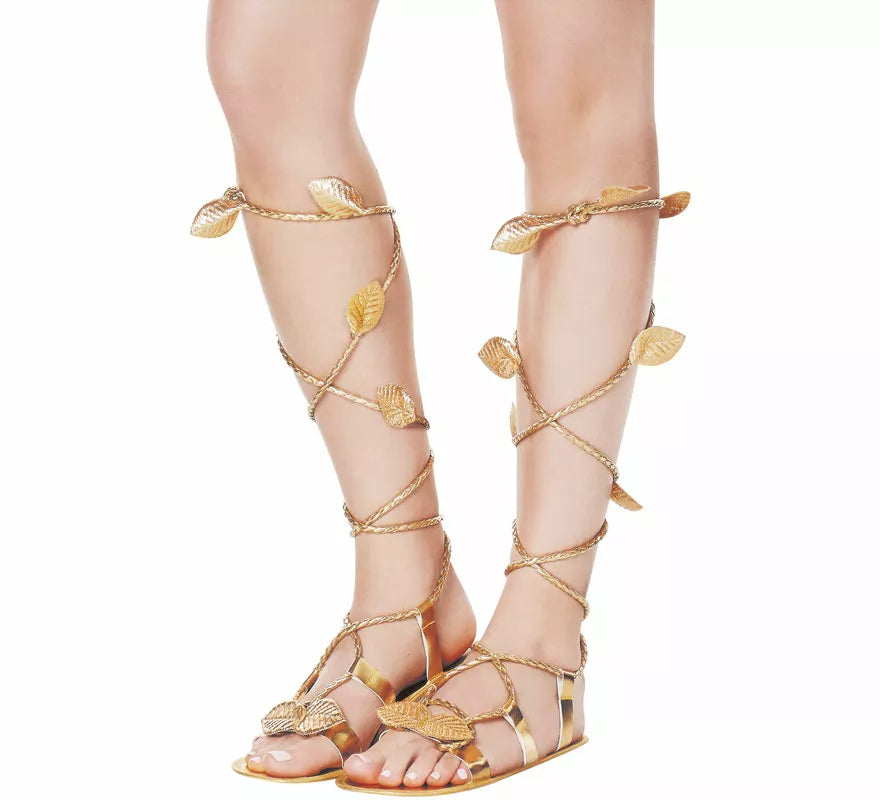 Translation missing: de.Sandalias Romanas doradas con Cintas de 27 cm para mujer