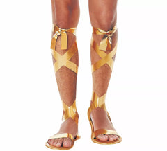Goldene römische Herrensandalen mit 29 cm langen Riemen