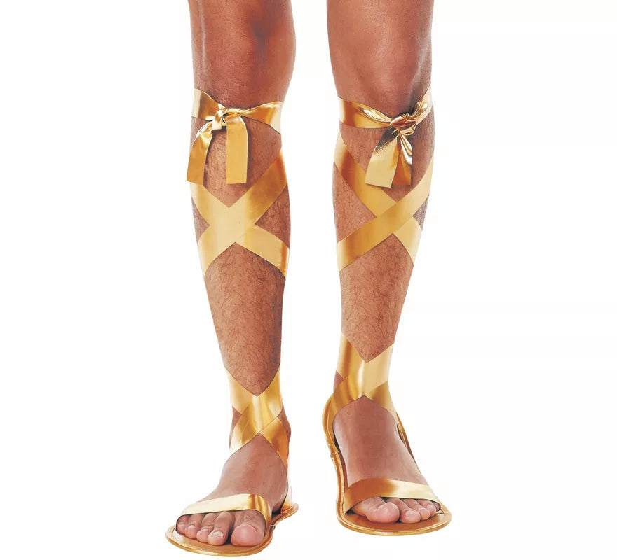 Translation missing: de.Sandalias Romanas doradas con Cintas de 29 cm para hombre