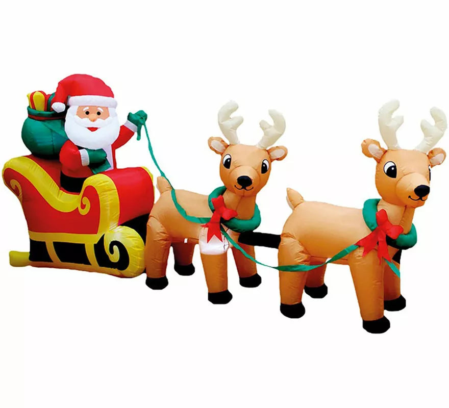 Translation missing: de.Santa Claus con Trineo de Renos Hinchable con LED de 110 cm