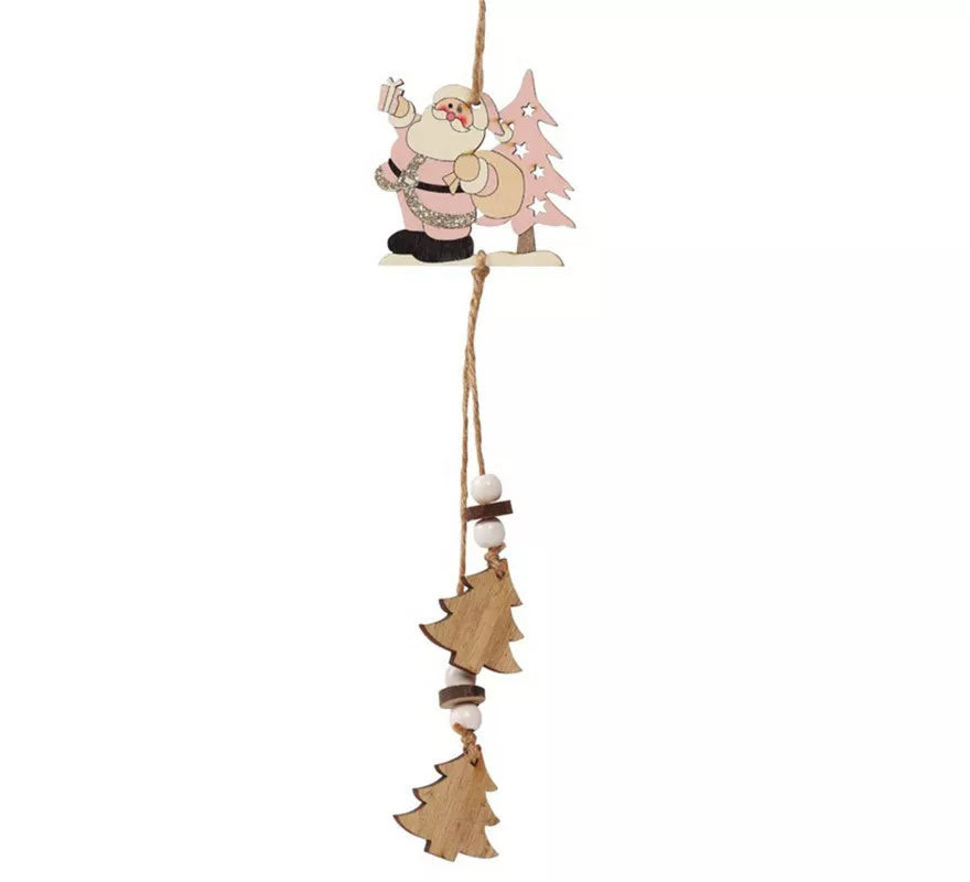Translation missing: de.Santa de Madera con Árboles Colgante de 27 cms