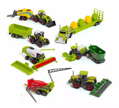 Set mit 16 Spielzeugtraktoren