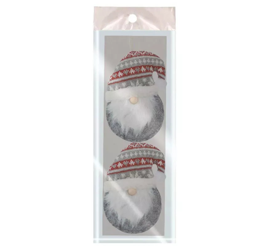 Set de 2 Colgantes de Cabeza Noel Gris de 11 cms