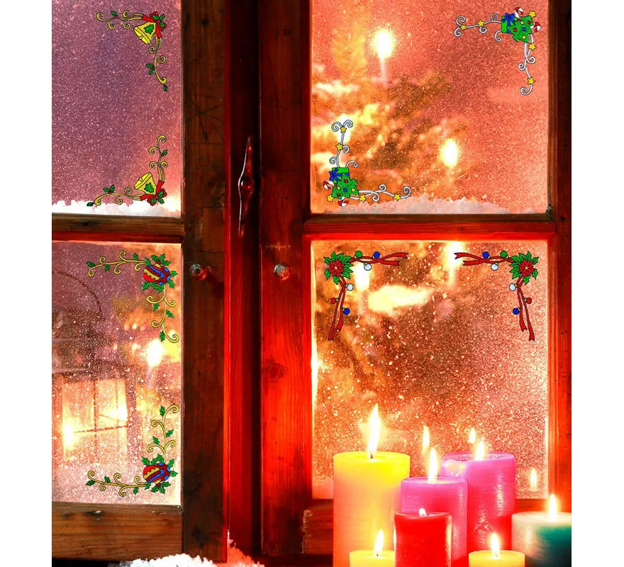 Translation missing: de.Set de 2 Pegatinas Ventana Navidad de Esquina surtidas en 4 Modelos de 12 cm