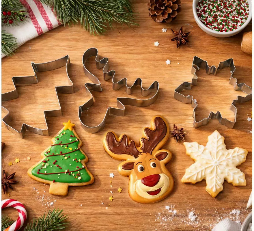 Translation missing: de.Set de 3 Moldes Metálicos para Galletas Navideñas de 9 cm