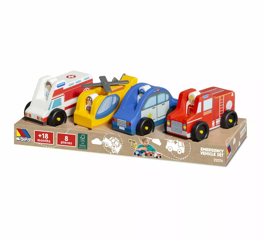 Set de 4 Camiones de Madera