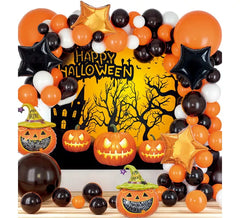 Halloween-Set: Luftballons und Poster 81-teilig