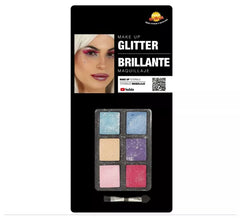Make-up Set mit 6 Farben mit Glitzer und Pinsel