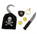 Set de Pirata: Garfio, cuchillo, monedas, pendiente y parche