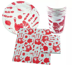 Halloween Hand Set (6 Geschirr, 6 Gläser und 6 Servietten)