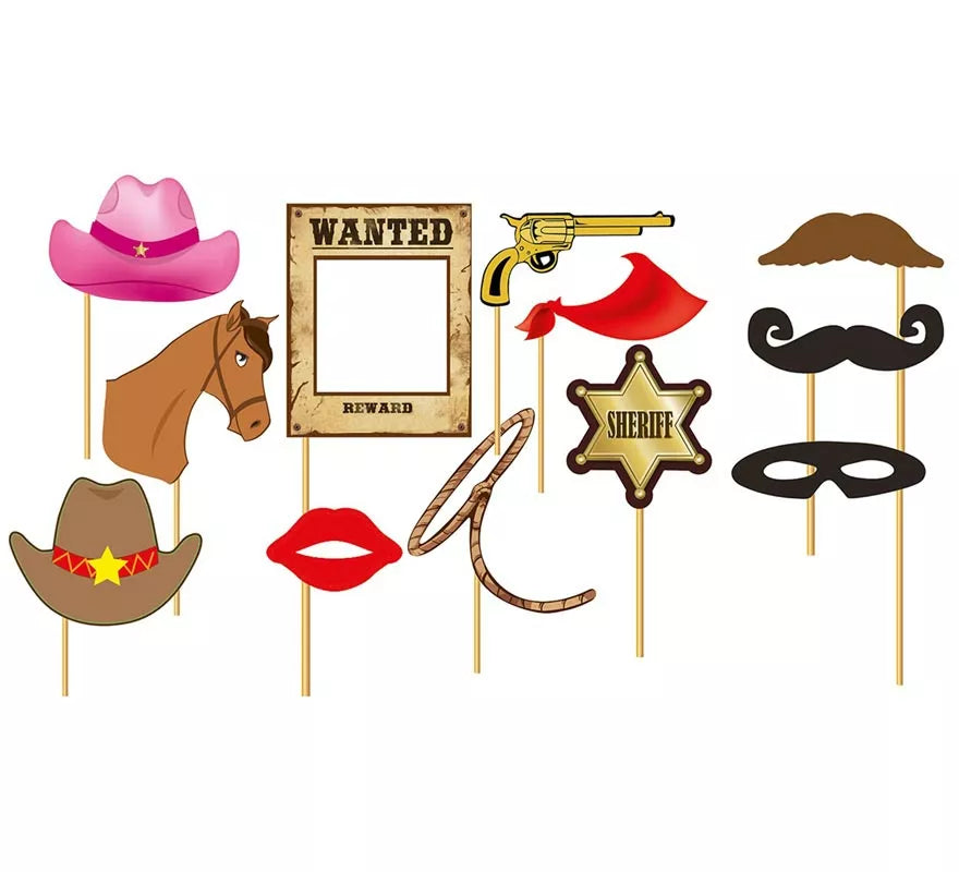 Translation missing: de.Set para Photocall cowboy 12 Pcs