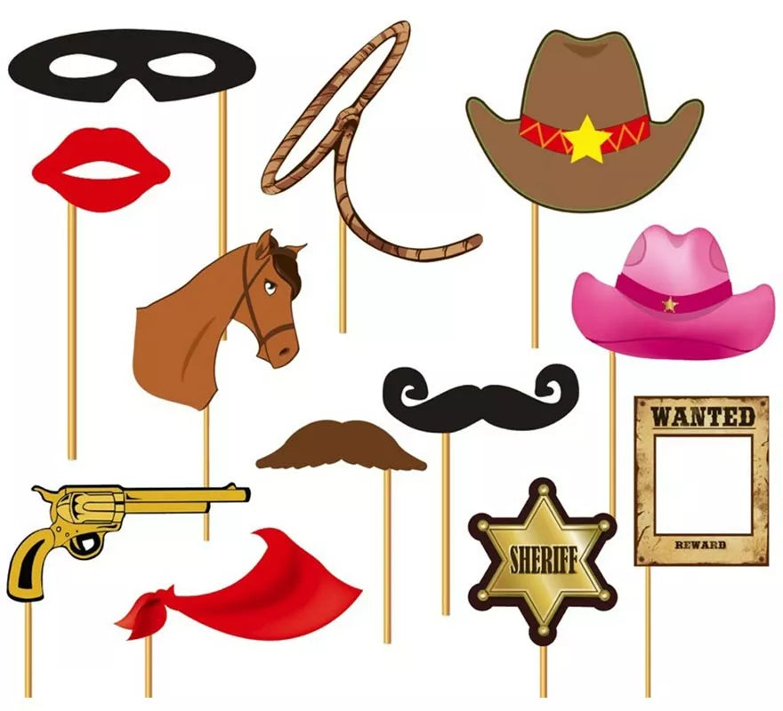 Translation missing: de.Set para Photocall cowboy 12 Pcs