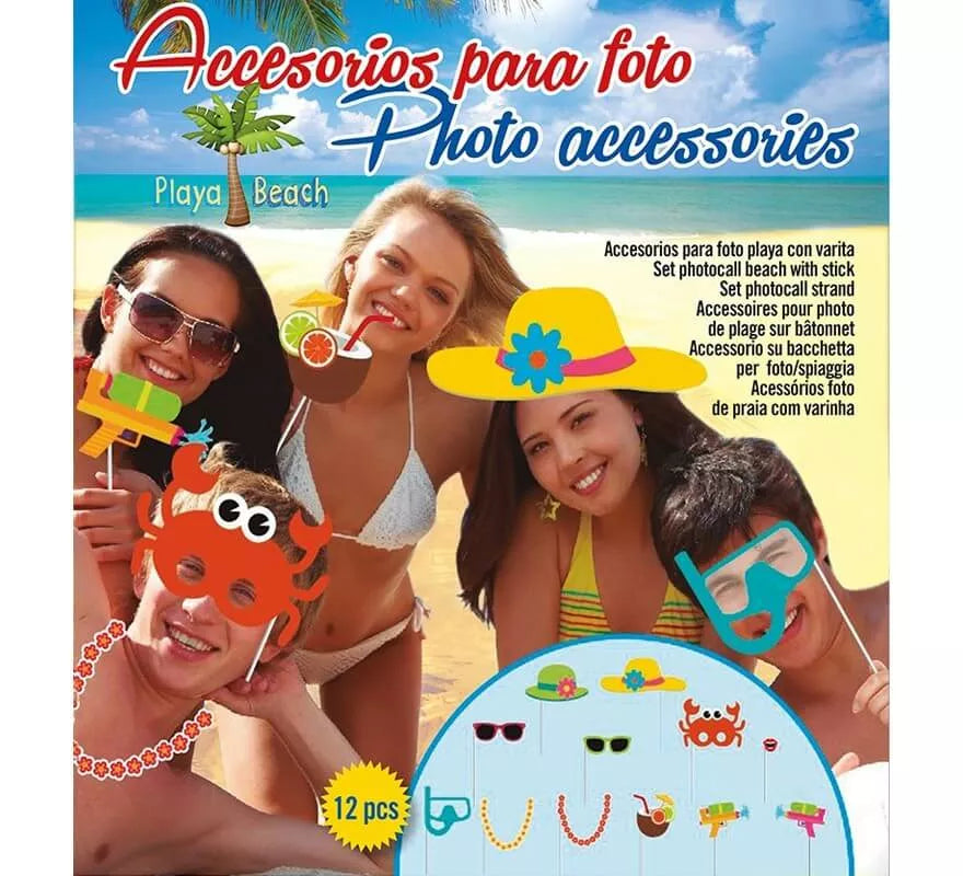 Translation missing: de.Set Photocall Playa de 12 unidades con palo