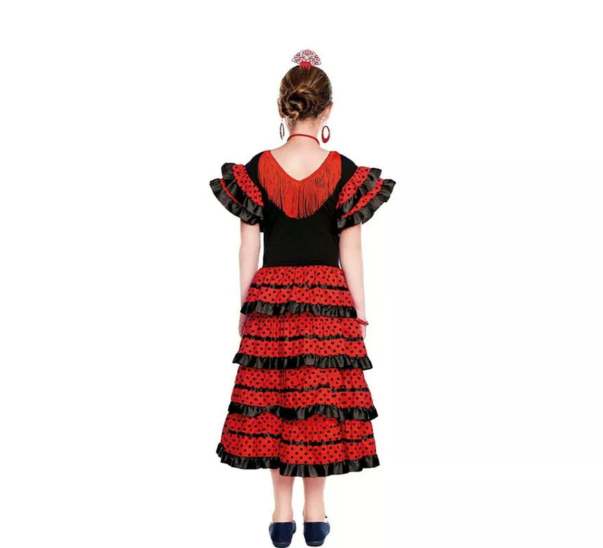 Translation missing: de.Sevillana rojo con borde negro para niña