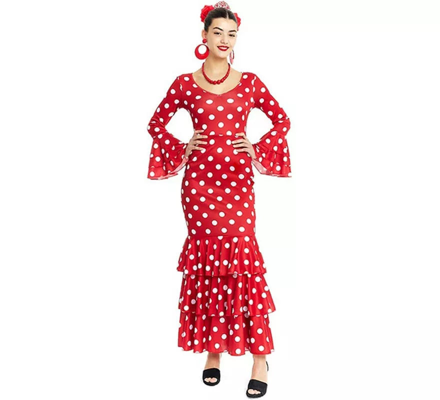 Translation missing: de.Sevillana rojo con lunares blancos para mujer