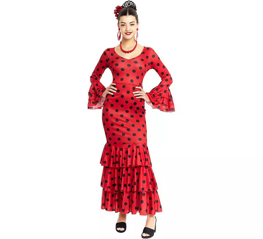 Translation missing: de.Sevillana rojo con lunares negros para mujer
