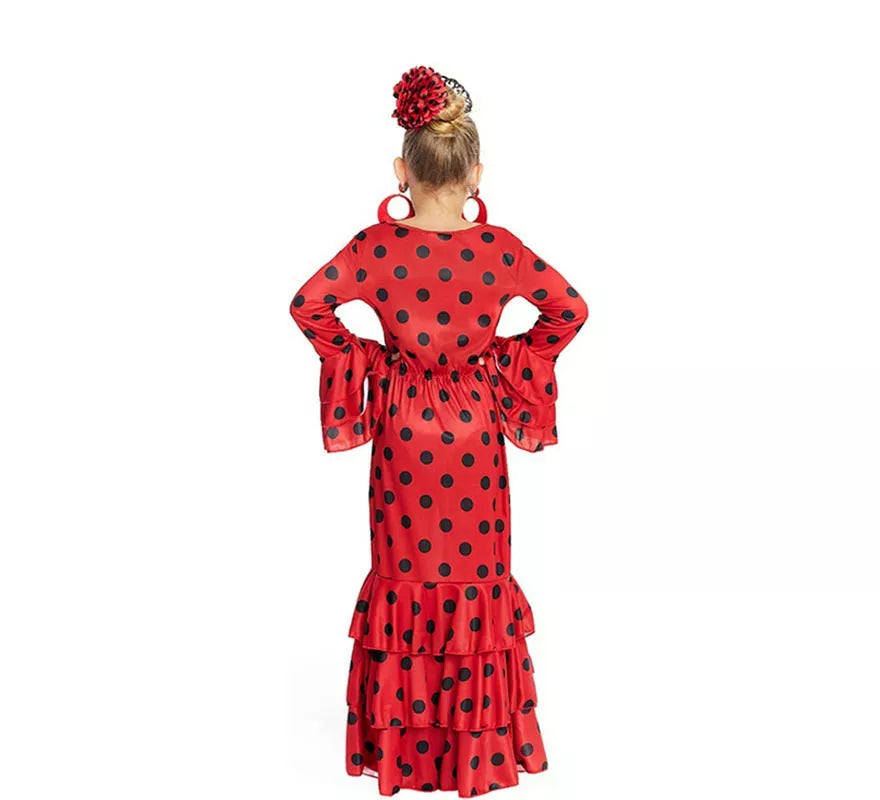 Translation missing: de.Sevillana rojo con lunares negros para niña