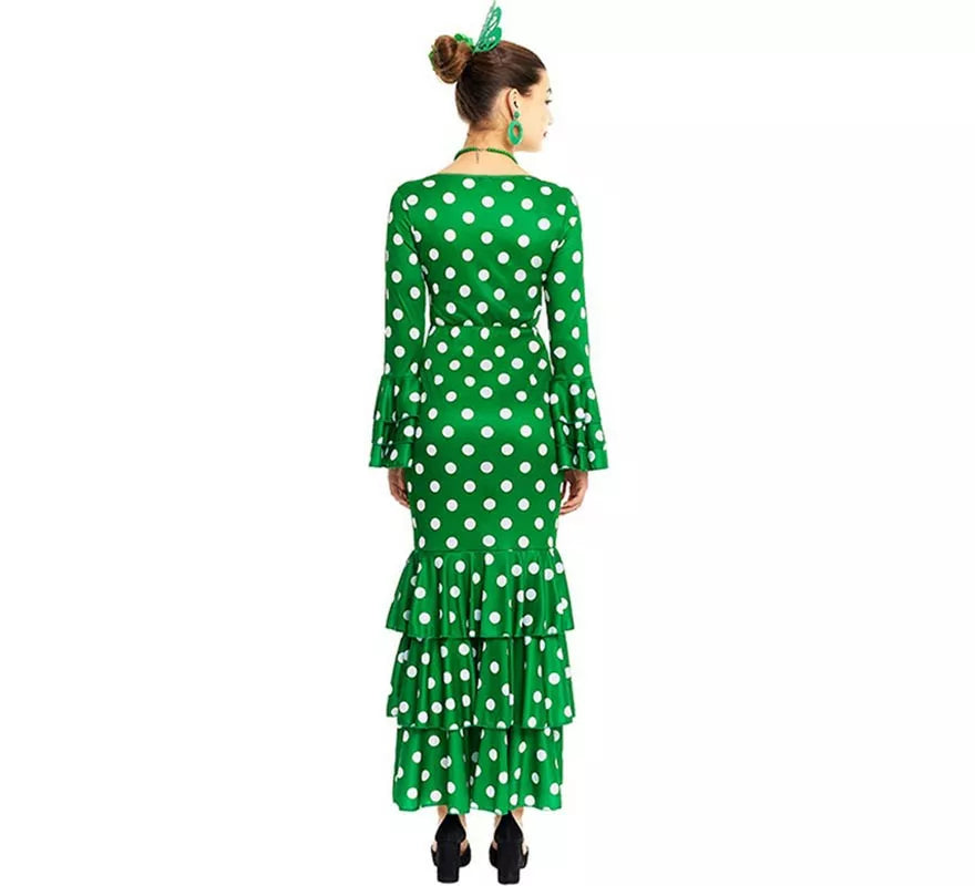 Translation missing: de.Sevillana verde con lunares blancos para mujer