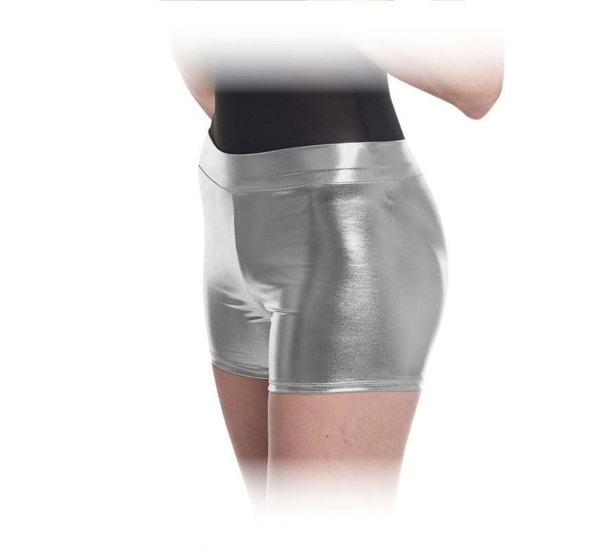 Short plateado brillante para mujer