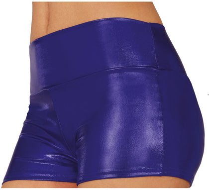 Shorts Metálicos azul corto para mujer