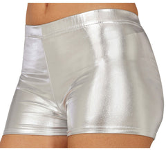 Kurze silberne Metallic-Shorts für Damen