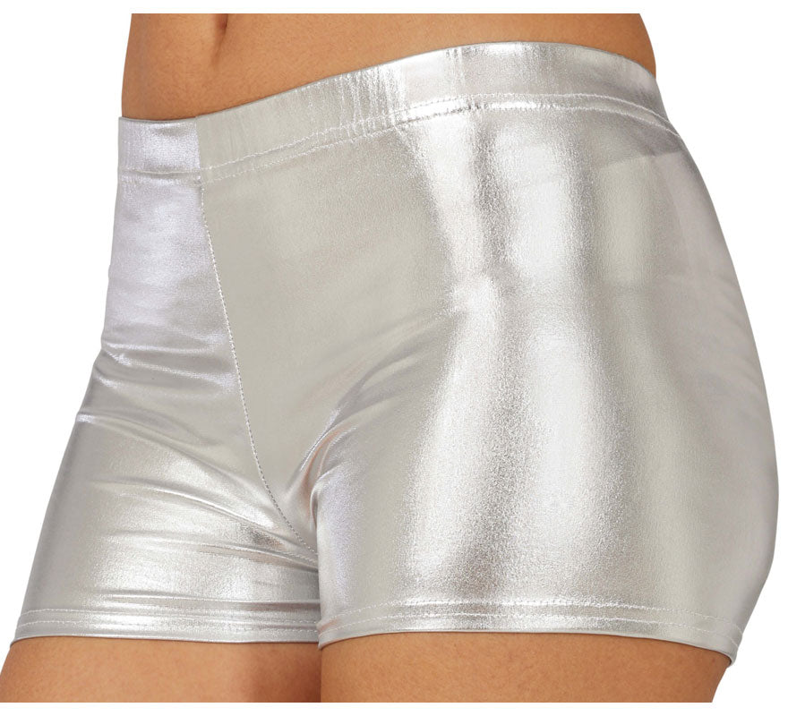 Translation missing: de.Shorts Metálicos plateados corto para mujer