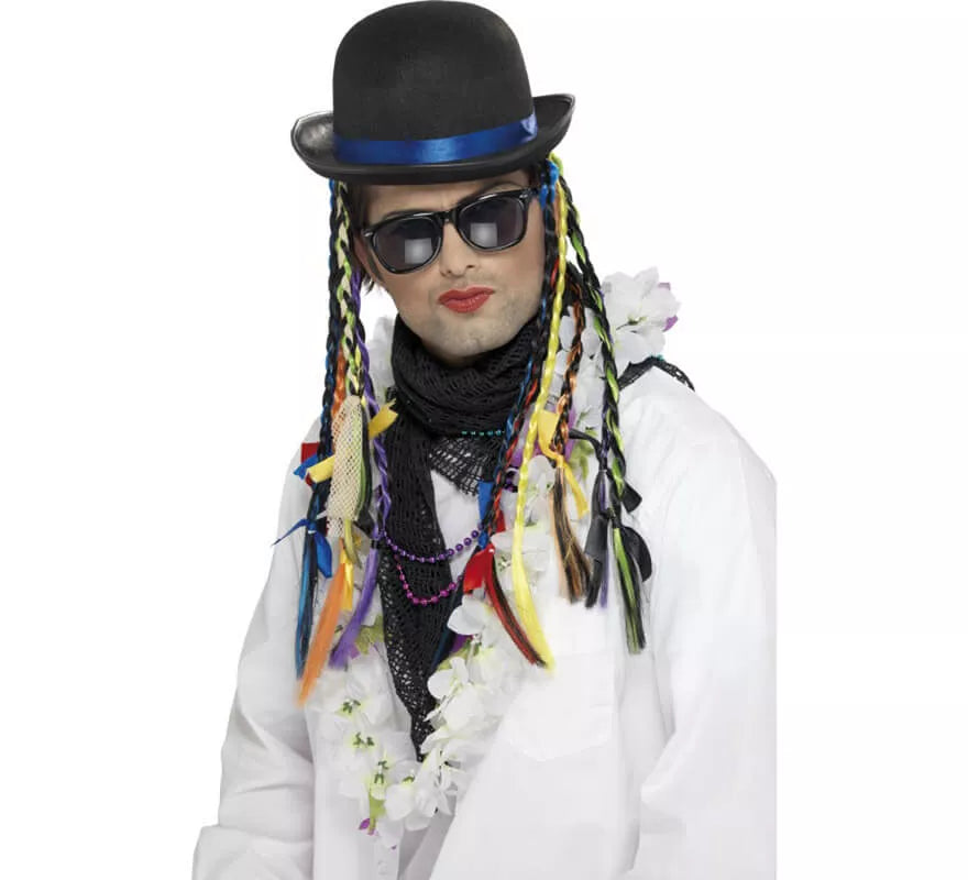 Translation missing: de.Sombrero Bombín de Boy George con trenzas multicolor