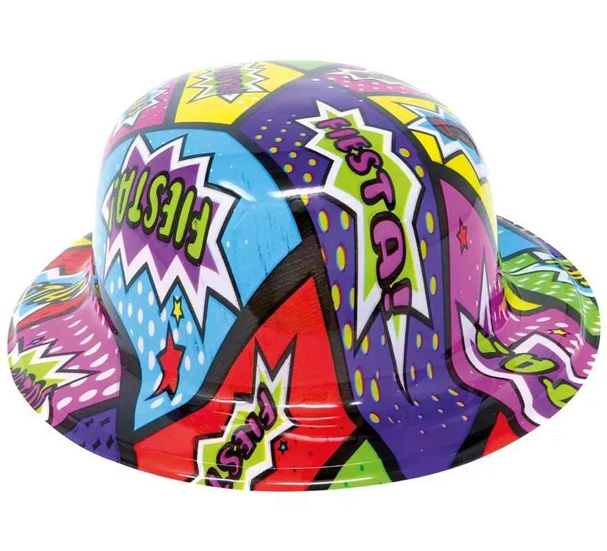 Sombrero bombín de plástico decorado