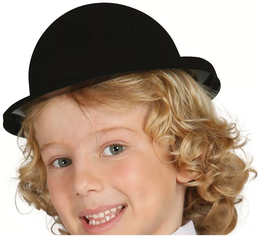 Translation missing: de.Sombrero Bombín flocado negro infantil