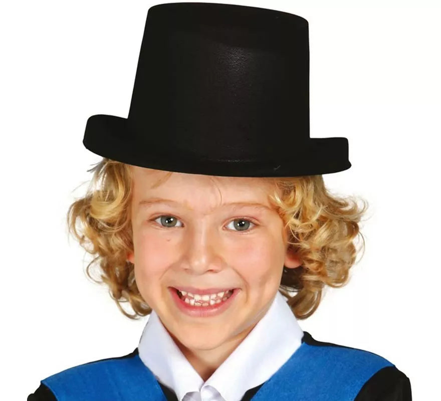 Translation missing: de.Sombrero Chistera flocado negro para niños