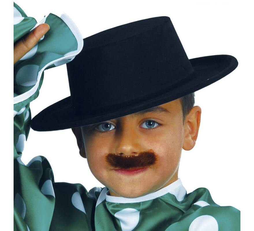 Translation missing: de.Sombrero Cordobés flocado negro de niños